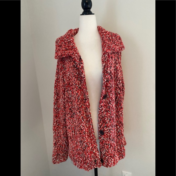 Evan-Picone Red Speckles Buttonup Cardigan Size 1X - Picture 3 of 10